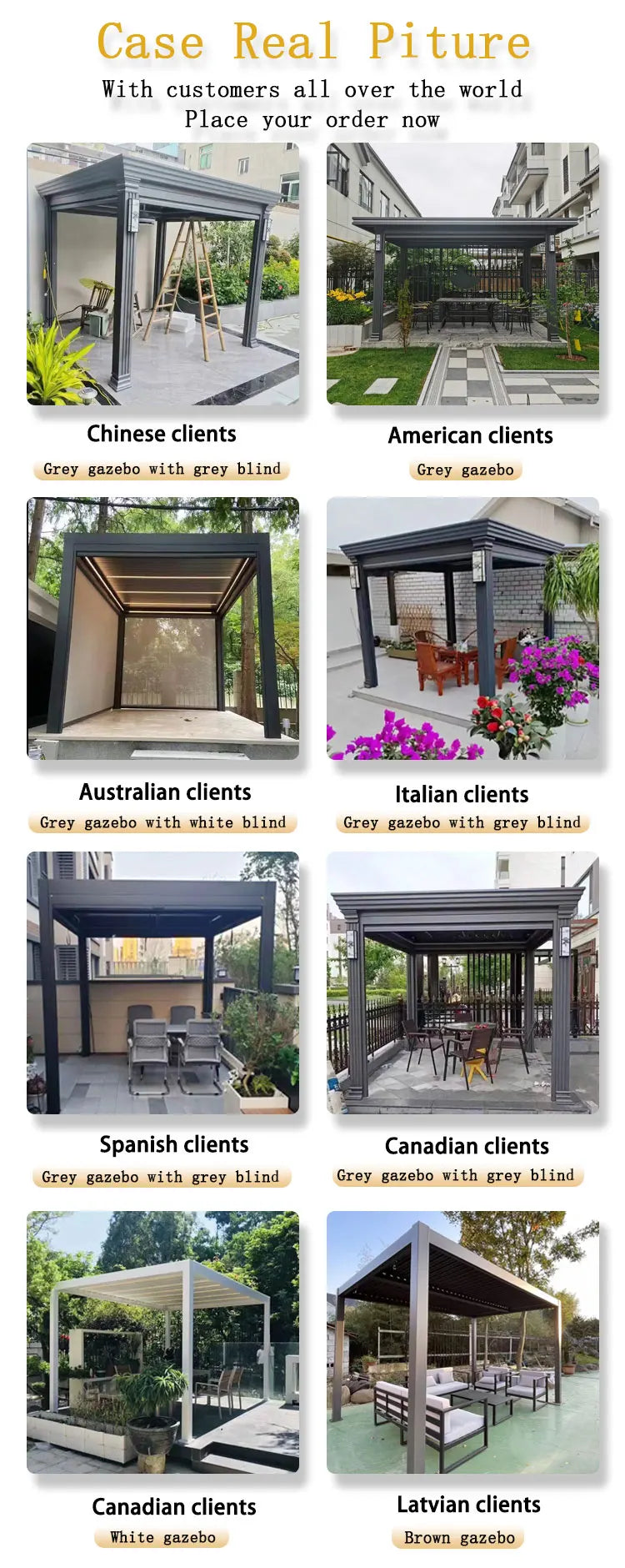 Electric Adjustable Bioclimatic Louvered Motorized Aluminous Waterproof Outdoor Living Garden Pergolas Gazebo Sunroom Pavilion