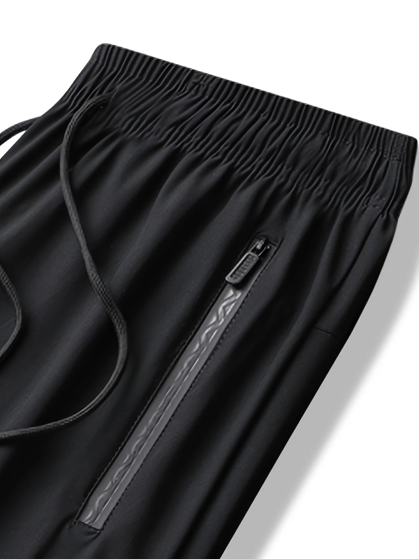 [Home Relaxation] Men's Casual Sports Pants, High Stretch Woven Fabric, Solid Color, Regular Fit with Drawstring Waist and Zippe