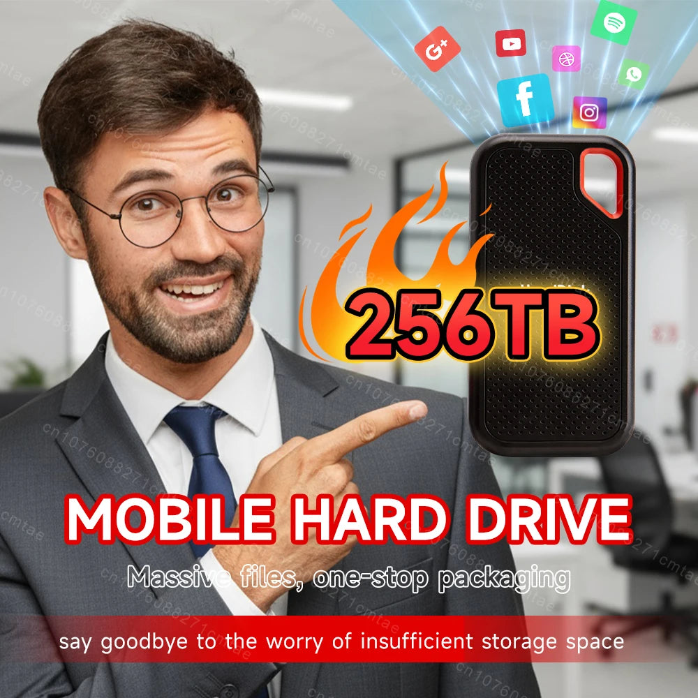 Genuine High-speed 1TB/2TB Portable SSD 4TB External Hard Drive 256TB USB3.2 Type-C Solid-state Drive for Laptop/MAC/PC