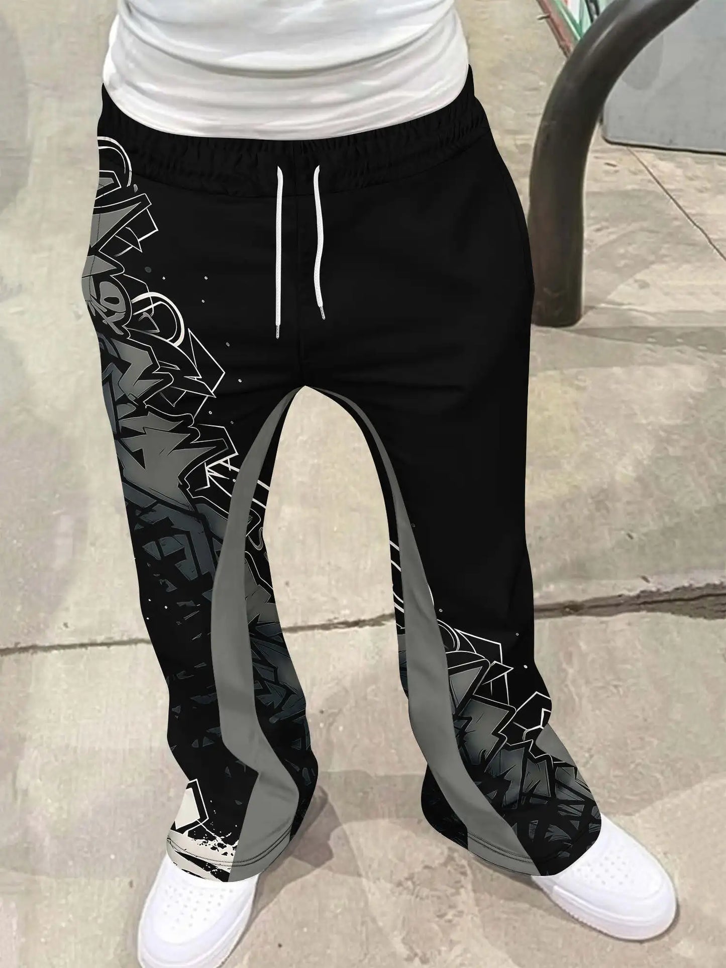 Y2k Flared Pants Men Loose 3D Print Trousers Casual Sweatpants Mid Waist Sporty Female Clothes Streetwear Hip Hop Vintage Pants