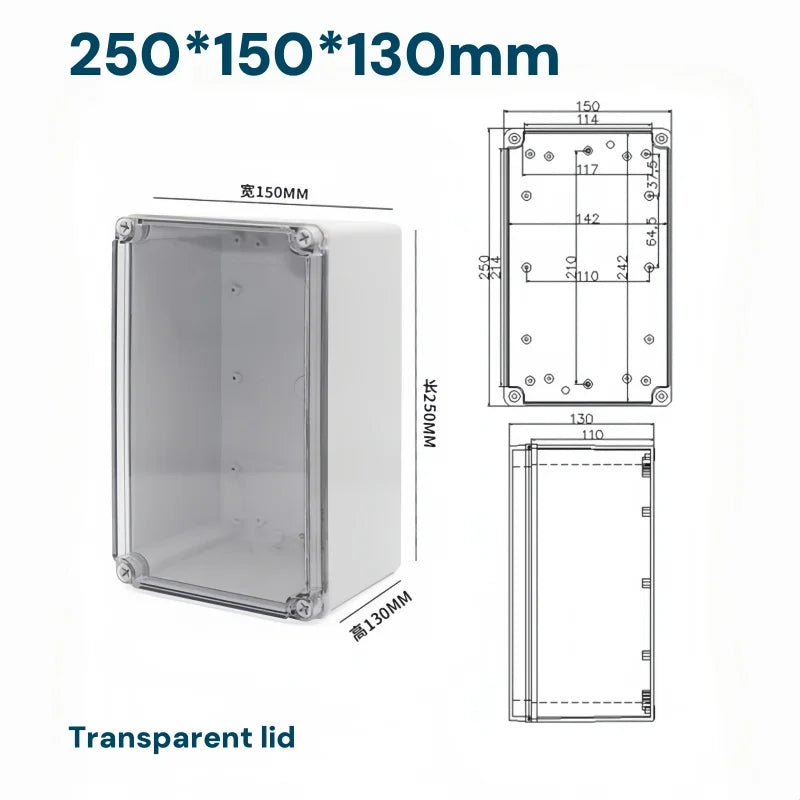 Transparent Waterproof Outdoor Enclosure Plastic Box Electronic Project Case Instrument Electrical Box IP68 Junction Box Housing