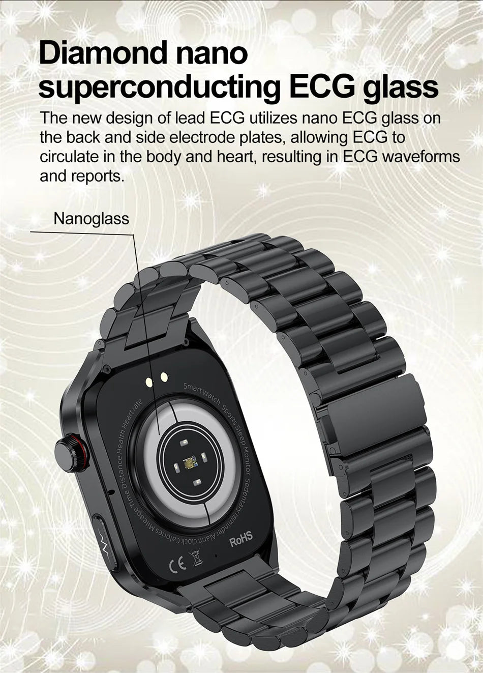 2025 New ECG+PPG Clock Smartwatch Men Uric Acid Blood Pressure Blood Oxygen Body Analysis Heart Health Monitor Smart Watch lady
