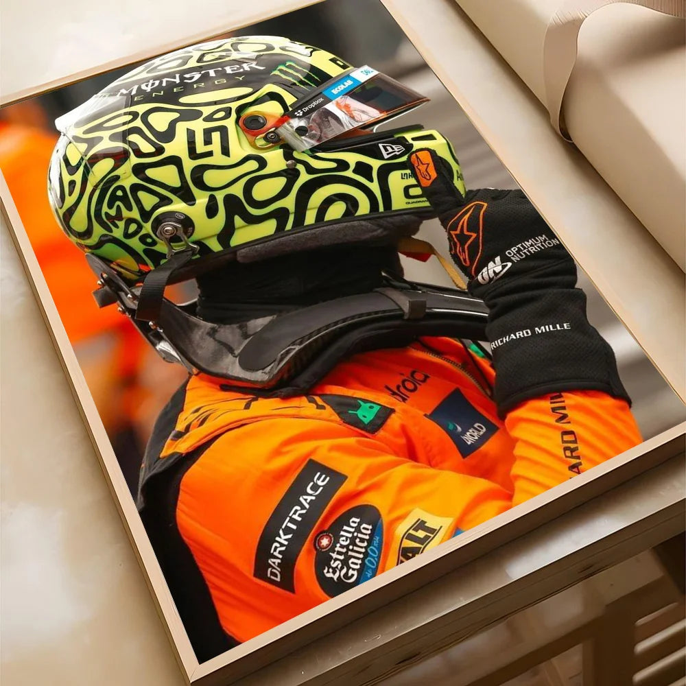 1pc F1 Formula 1 L-Lando Norris Poster Self-adhesive Art Waterproof Paper Sticker Coffee House Bar Room Wall Decor