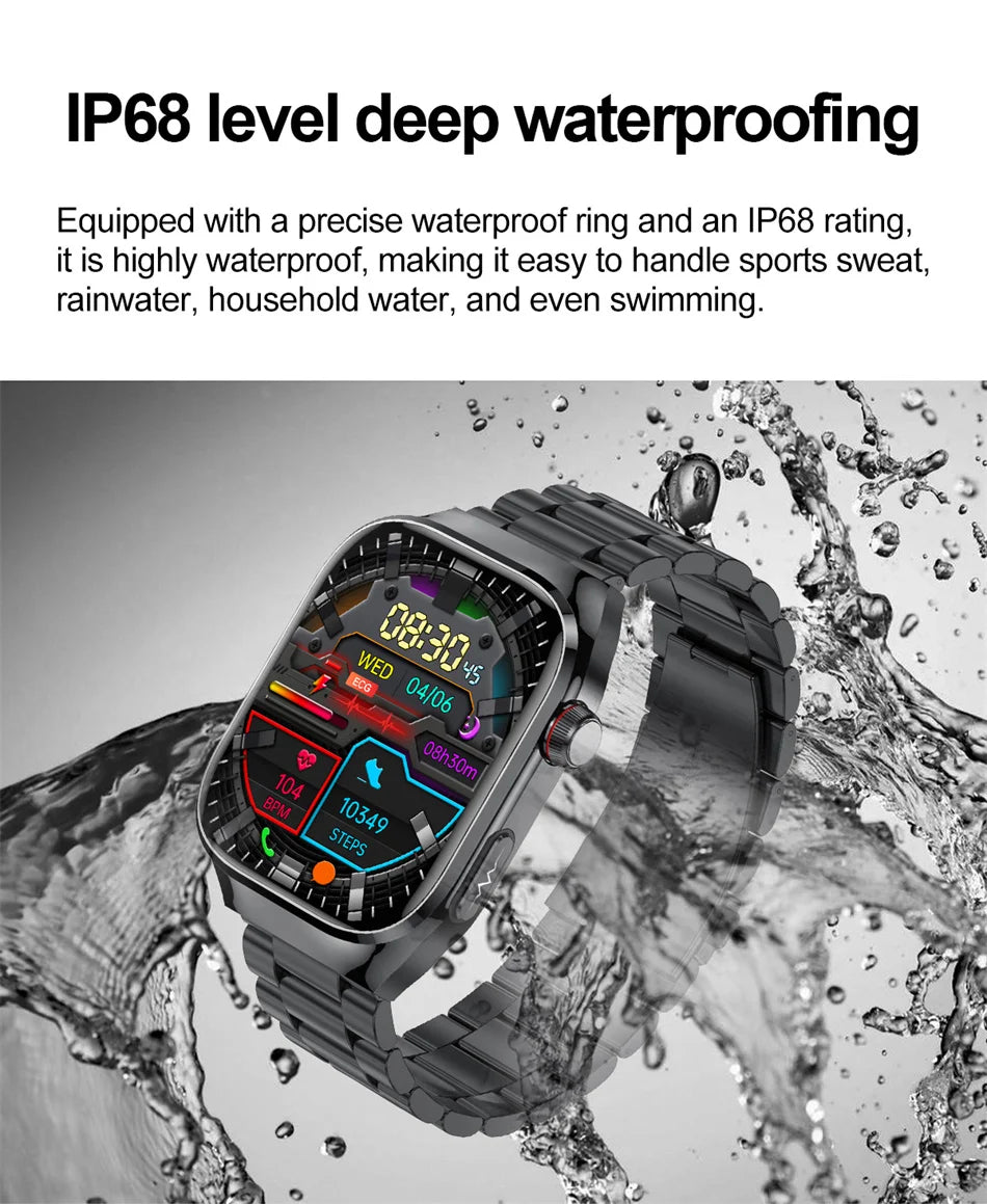 2025 New ECG+PPG Clock Smartwatch Men Uric Acid Blood Pressure Blood Oxygen Body Analysis Heart Health Monitor Smart Watch lady
