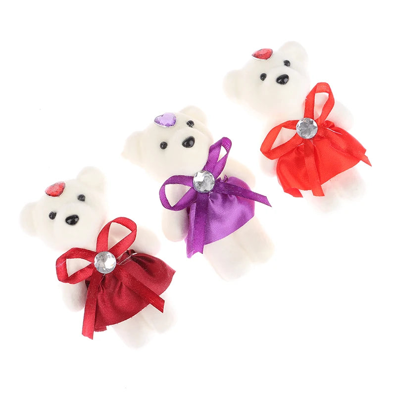 10Pcs 12cm Bear Flower Bouquet Toy Cartoon Doll Bear Bouquet Graduation Birthday Wedding Gifts Party Decor small gifts
