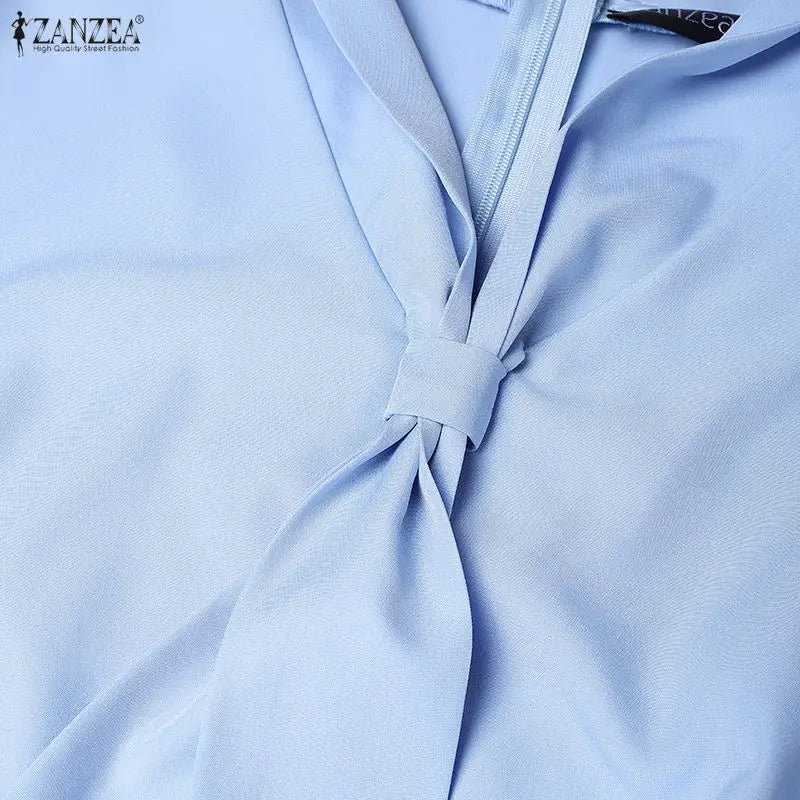 ZANZEA Elegant Office Lady Dresses Women 2026 Summer Dress Stylish A Line Waisted Party Sundress Short Sleeve Pleated Midi Robe