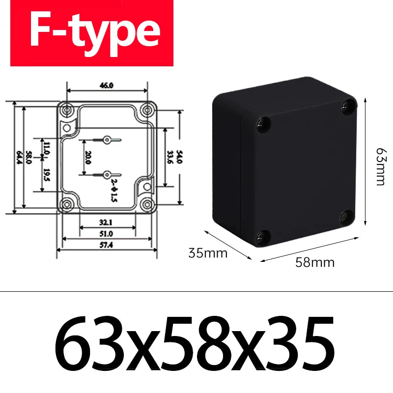 ABS Waterproof Box Housing Electronic Safe Case Plastic Boxes Black Wire Junction Box Plastic Organizer IP67 Waterproof Enclosur