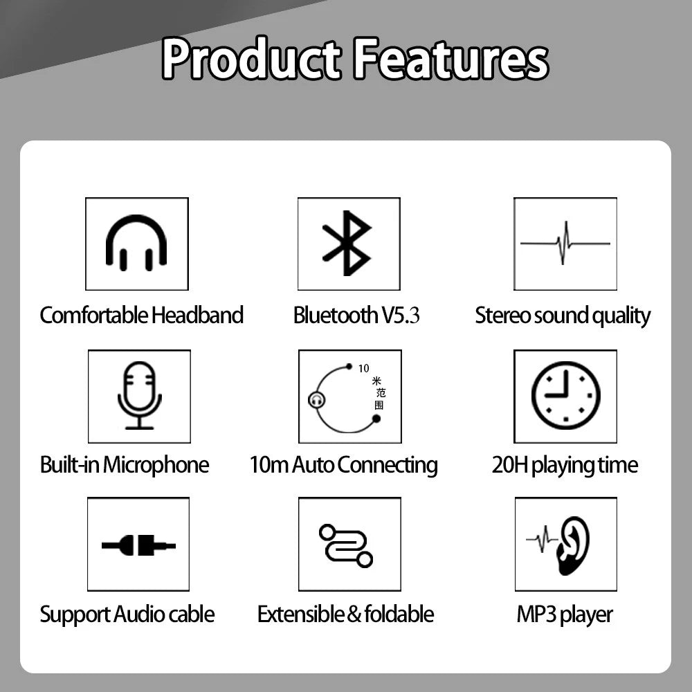 Men Gift  Wireless Headphones Bluetooth Earphone Stereo Headset Game with Build-in MIC with Universal for Android and iOS