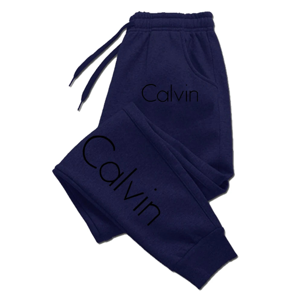 Casual printed sports running pants, autumn long pants, fitness solid color sports pants, men's and women's sportswear