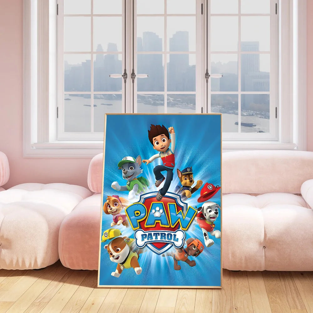 Cartoon P-Paw P-Patrol Intelligent Dog Poster Gallery Prints Self Adhesive Home Decor Decoration Wall Decals Living Room Sticker