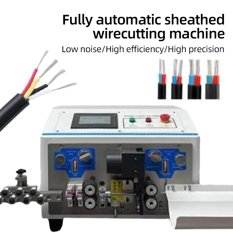 Computer Sheath Wire Cutting Stripping Peeling Machine AWG 0.1-7mm2 Automatic Wire Cutter Stripper 1-9999 mm Cutting Length