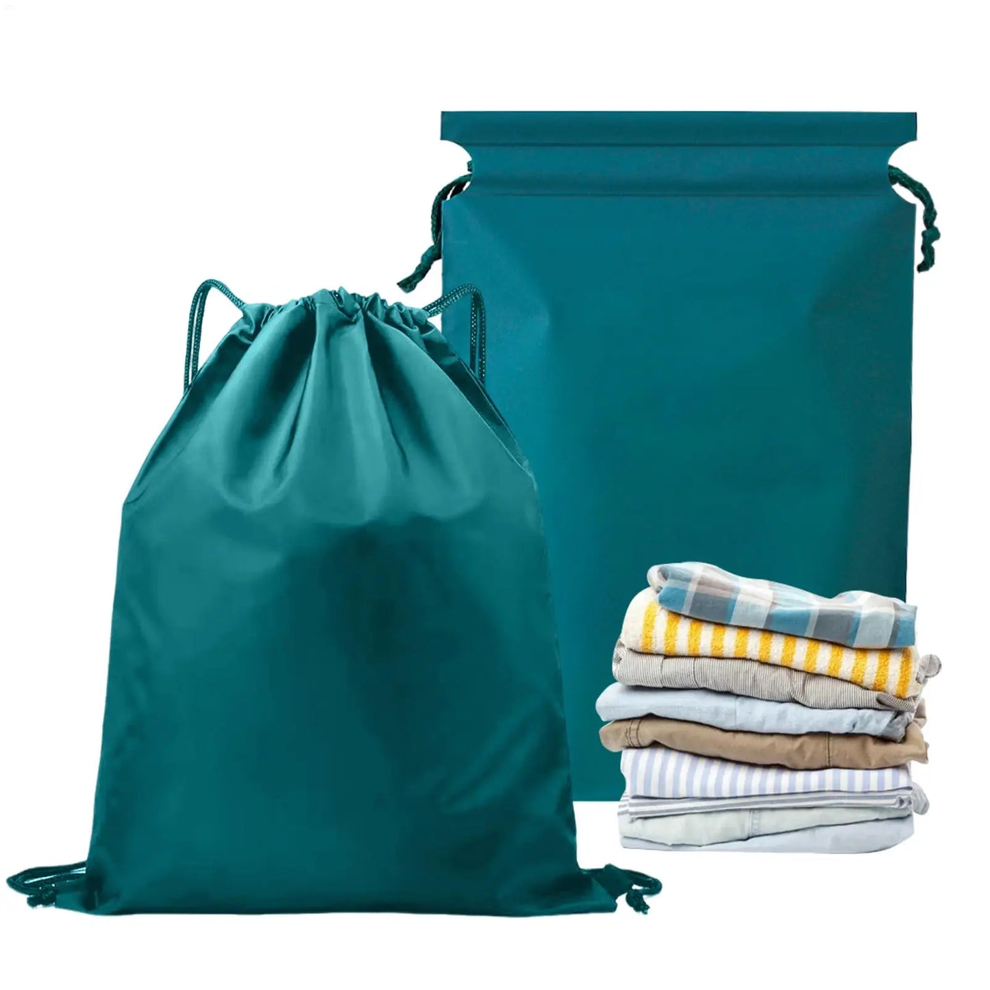 2 Pack Waterproof Drawstring Bags 30x20cm Reusable PE Pouch for Shoes Wet Clothes Outdoor Gym Swimming Travel Sports Storage Bag