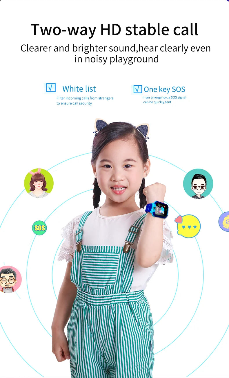 For Android Kids Smart Watch SOS GPS Location Video Call Sim Card For Children SmartWatch Camera Waterproof Watch For Boys Girls
