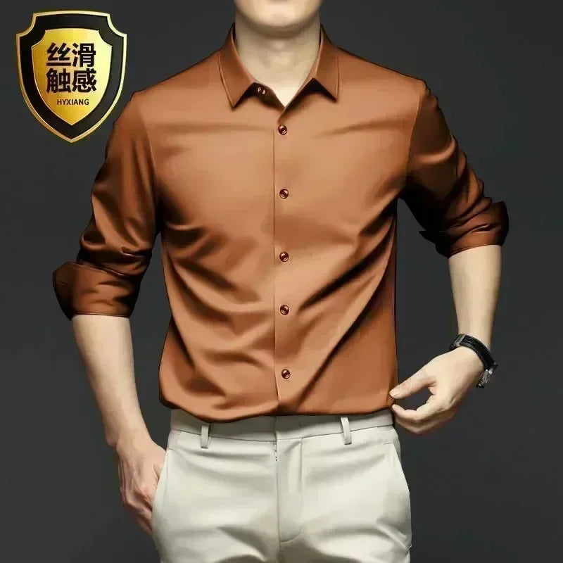 Men's White Shirt Long Sleeve Non iron Business Dress Slim Fit Korean Version Professional Work White Casual Men's Suit Shirt