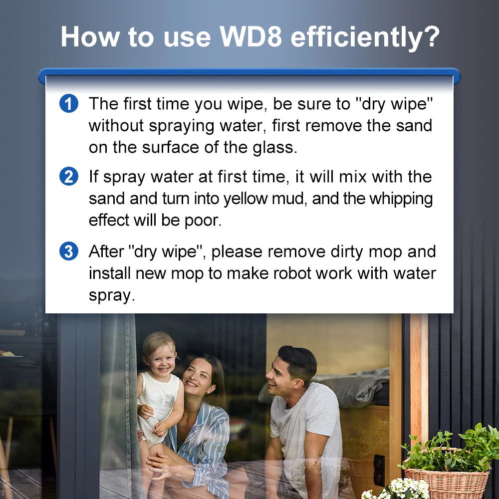 ABIR WD8 Robot Window Vacuum Cleaner,Dual Water Spray,Laser Sensor,Smart Home Glass Wall Wet Dry Cleaning ,APP&Remote Control