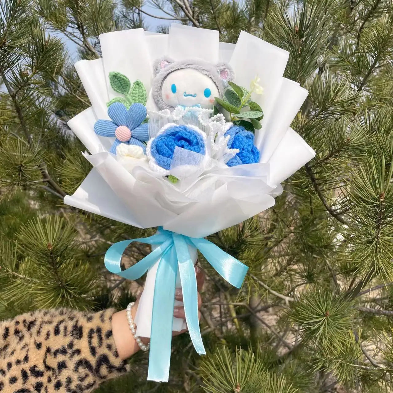 Kawaii Hello Kitty Cat Dolls With Artificial Flowers Creative Bouquet Christmas Valentine Birthday Graduation Gifts