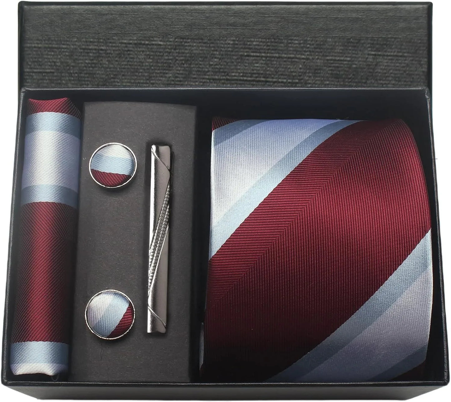 Classic 100% Silk Men's Ties In Gift box 8cm Plaid Dot Striped Business Necktie Handkerchief Cufflinks Wedding Party Tie Set