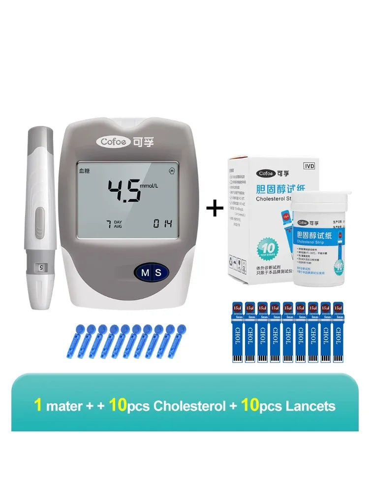 3 in 1 Multi-function Cholesterol Meter Blood Glucose Monitor  Analyzer 10CHOL Strip