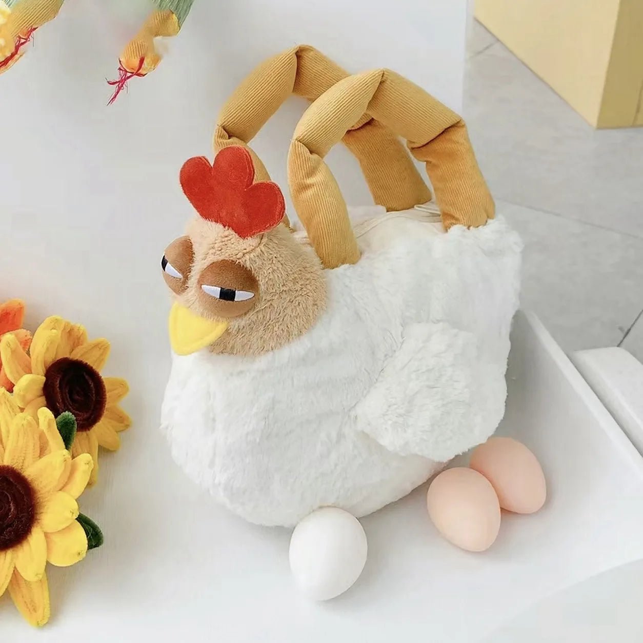Creative Dozy Chicken Plush Bag Doll Pentant Squawk Alcoholic Chicken Soft Stuffed Cotton Plush Tote For Birthday Gift To Friend