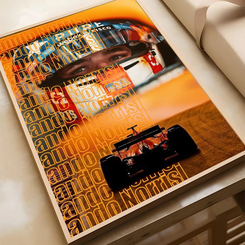 1pc F1 Formula 1 L-Lando Norris Poster Self-adhesive Art Waterproof Paper Sticker Coffee House Bar Room Wall Decor