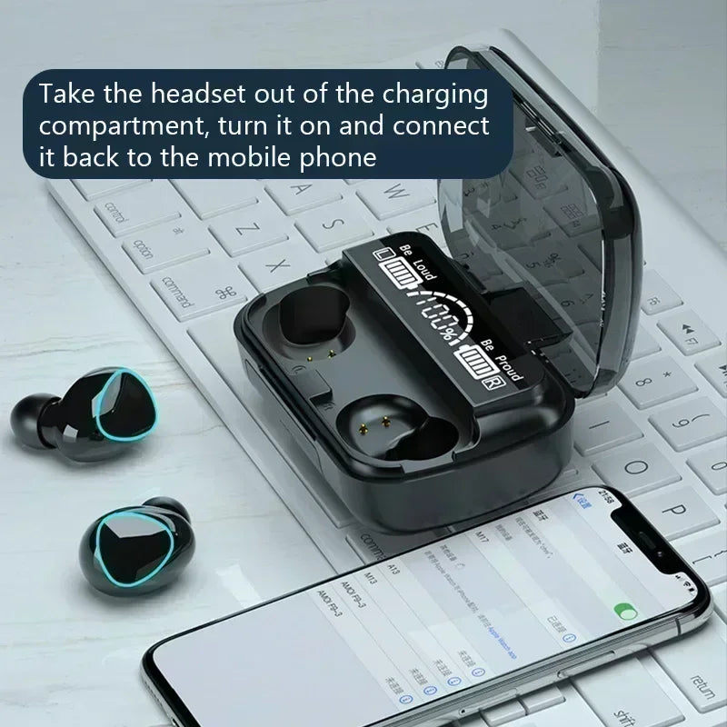 Bluetooth headset M10 hands-free LED Dispay headset Bluetooth HiFi stereo music wireless earplug waterproof game headset