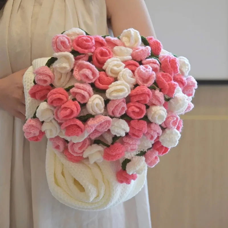 Rose Bouquet Blanket Hand Made Bouquet Nap Blankets Sofa Cover Finished Bouquet Blanket Couple Gift Home Supplies Manta de rosas